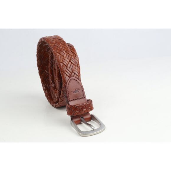 Brown Braided Leather Belt Woven Buckle Casual Men's Dress Belt Size 36 / 90 - Picture 3 of 11